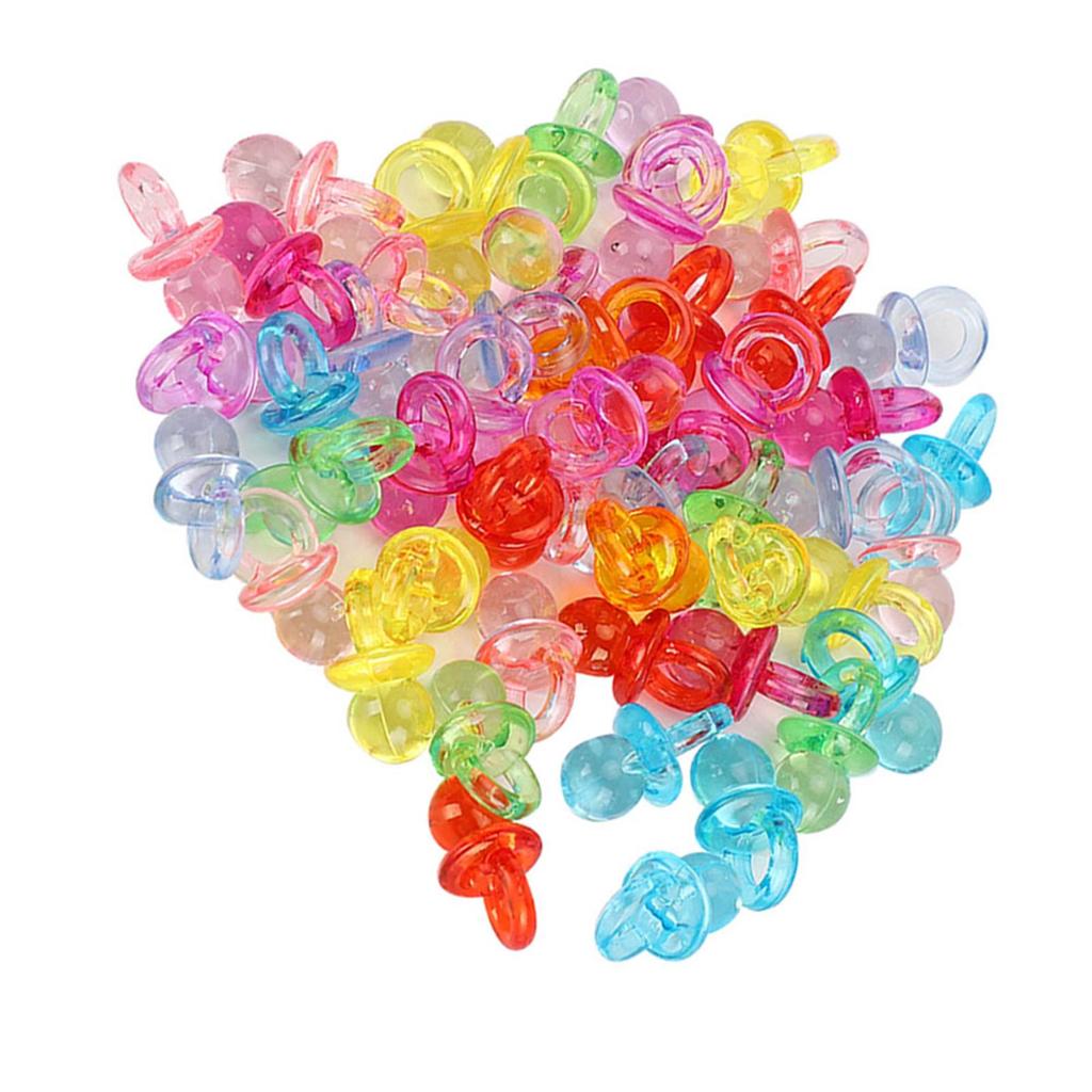 100Pcs Acrylic Pacifier Birthday Party Decoration Baby Baptism Soothing Mini Color Toys
