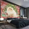 Christmas Cat Wall Tapestry, Aesthetic Printed Fabric Blanket, Suitable for Bedroom, Living Room, and Home Decor.