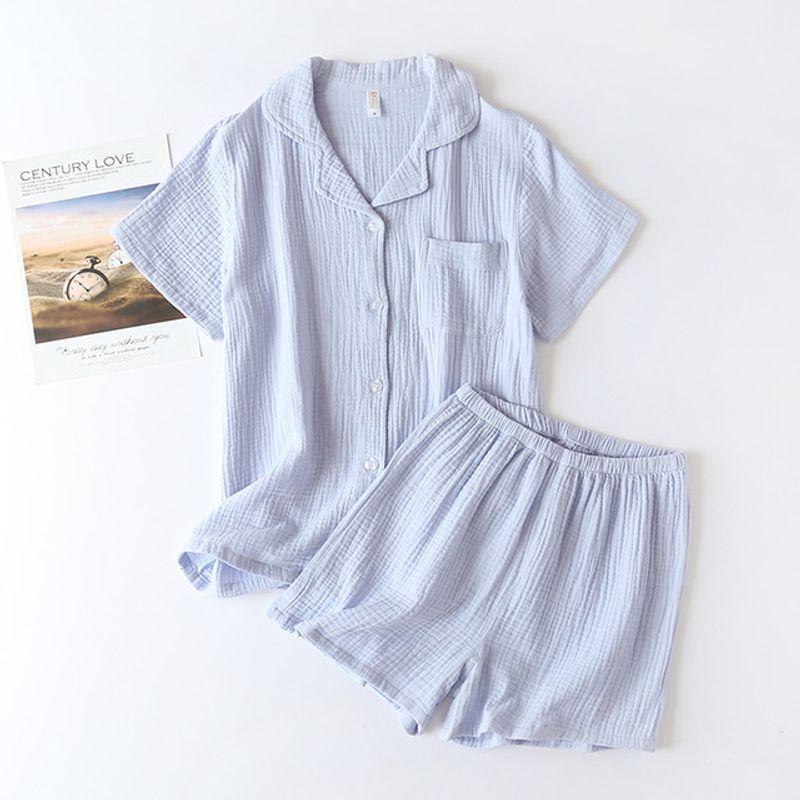 

Crepe Short Sleeve Shorts Pajama Set Crepe Short sleeve Shorts Pajamas Set Woman blue XL