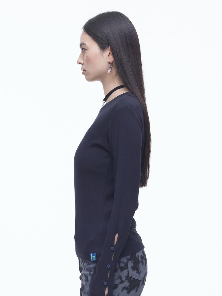 DILETTANTISME Slit Button T-Shirt (Bk)