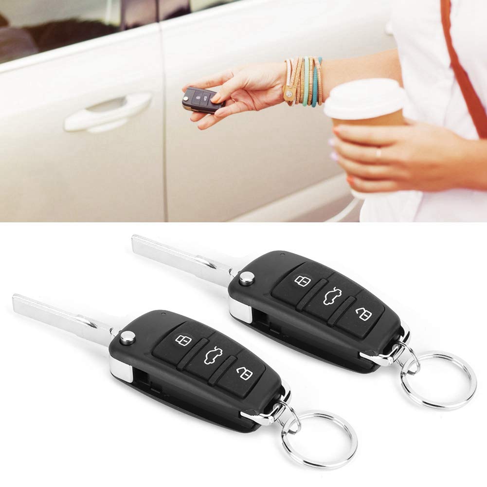 Keyless Entry Car Security System, Universal Car Alarm System, 3-Button Keyless Central Locking Remote Control Kit, Black