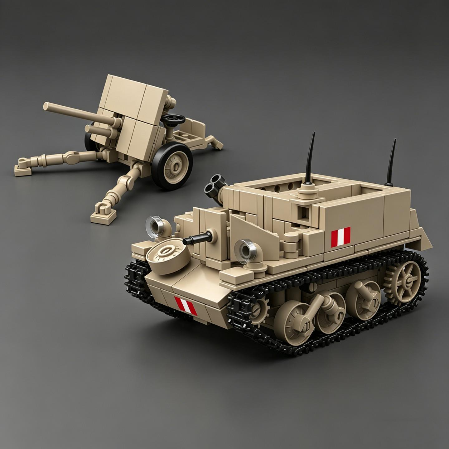 

World War II British Bren Gun Carrier with QF 2-Pounder Cannon Building Block Toy Tank and Armored Vehicles for Boys Girls NO BOX