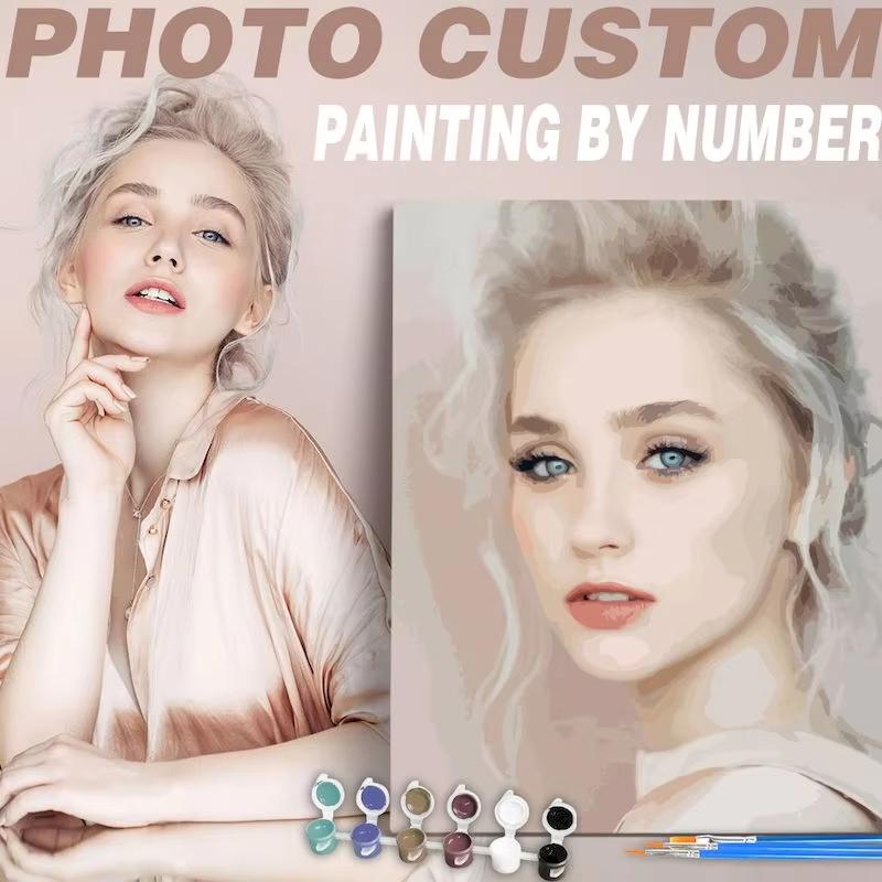 Photo Custom 24 Color Photo Custom Diy Painting By Numbers For Adults Drawing On Canvas Wedding And Party Photos Custom Retain Be