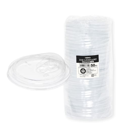 HEIKO Clear Cup with Strawless Lid, 92mm Diameter, Pack of 50