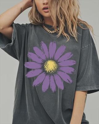 Comfort Colors® Purple Daisy Shirt, Distressed Floral Tee, Aesthetic Flower Shirt, Botanical Graphic Tee, Hand-Drawn Bloom Shirt