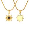 Fashion Sun Pendant Necklace for Women, Round Natural Tiger Eye Stone Stainless Steel Necklace, Exquisite Luxury Jewelry Gifts