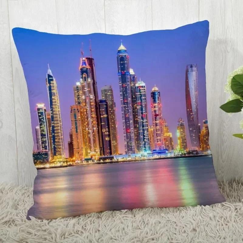 Luxury Home Decor Pillow Cover Living Room Sofa Cushion Cover City Night Scene Light Pattern Cushion Cover