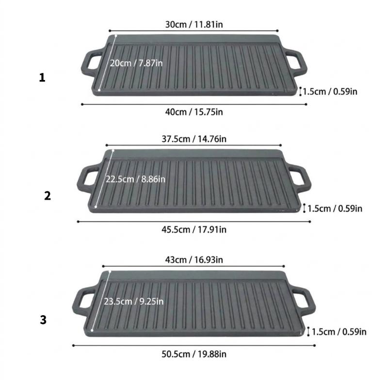 Professional Wrought Iron Reversible Grill Griddle Pan with Handle Perfect For Stovetop Oven Camping Even Heating