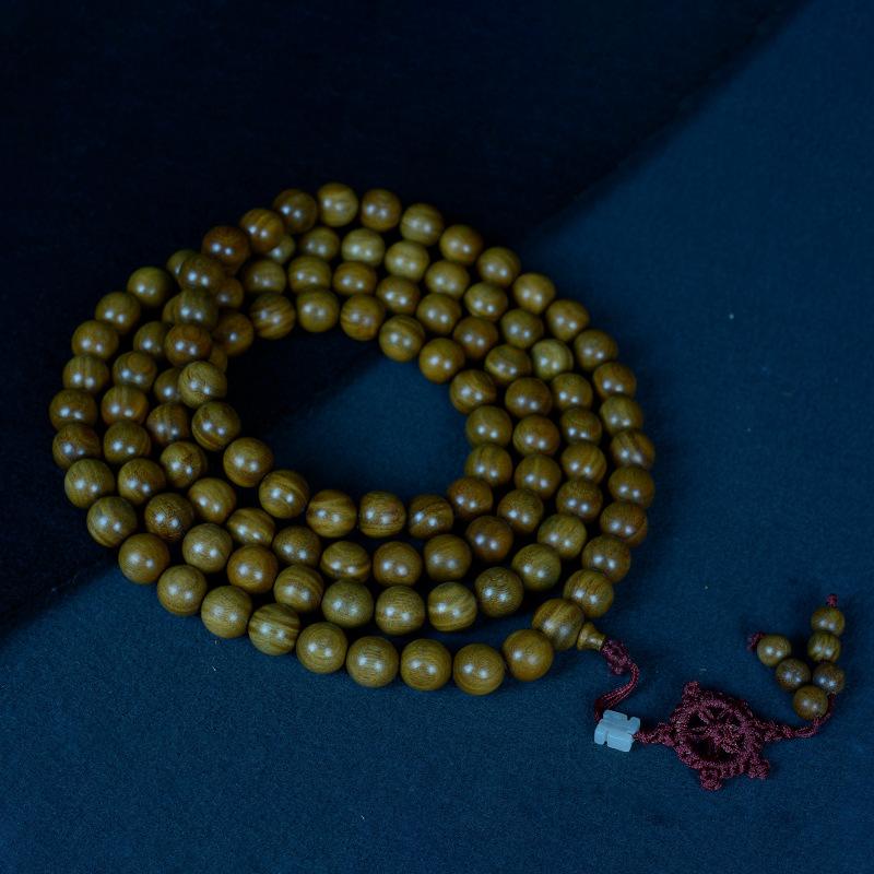 Green Sandalwood Submerged Old Material Guanyin Buddha Beads Log Sandalwood 108 Rosary Beads Cultural Play Gift Bracelet