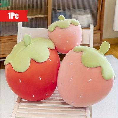 1pc Cute Strawberry Throw Pillow Fruit Plush Toy Pillow For Living Room Office Home Decor Strawberry Pillow Flower Decorative Throw Pillow