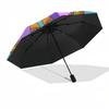 1pc Colorful Mandala Pattern Automatic Folding Umbrella - Portable 3-Fold Design with 8-Bone Iron Frame - Outdoor for Fans, Travelers, Daily Use - Per