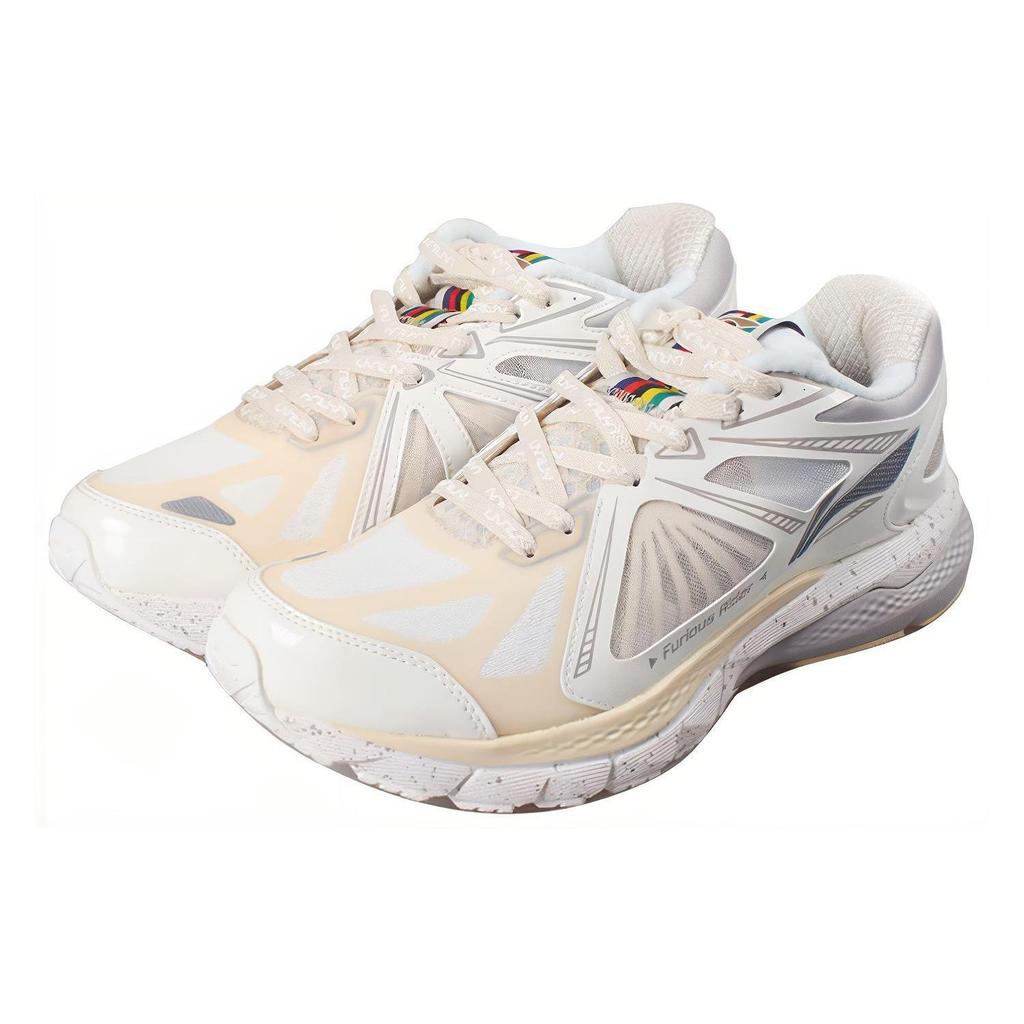 Li Ning Cushioning Slip Resistant Abrasion Resistant Breathable Lightweight Low top Running Shoes Women's Ecru ARZQ006-1