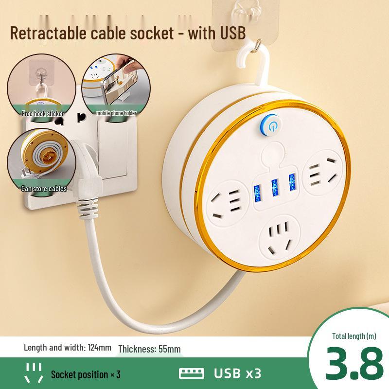 Einziehbare USB-Steckdosenleiste mit Kabelpanel für den Heim- oder Wohnheimgebrauch