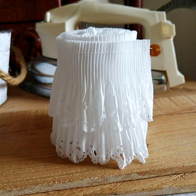 1/2Yard Dress Pleated Polyester Clothing Accessories Lace DIY Hollow Fabric Double Layer Trim Collar
