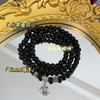 Retro Lucky Multi-Circle Bracelet Women's Accessories Tibetan Silver Obsidian Bracelet Couple Jewelry