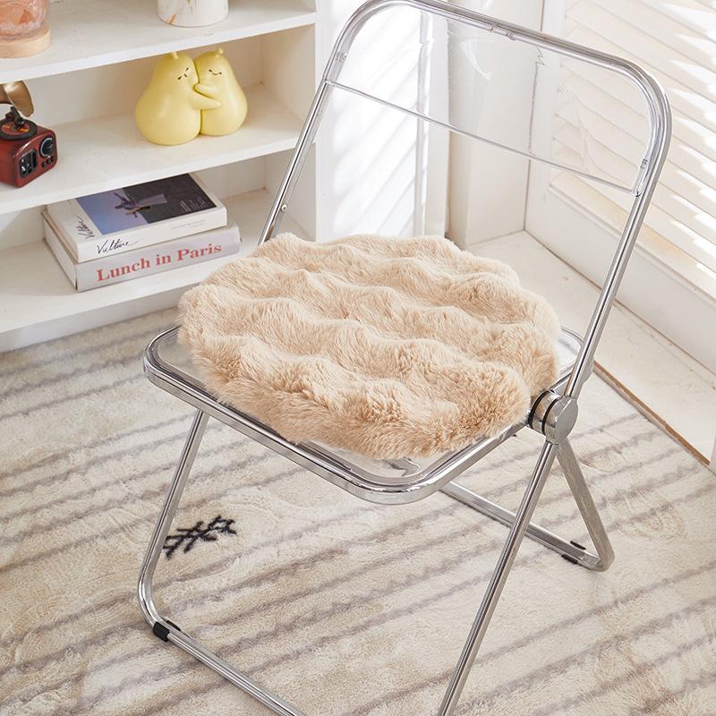 Cozy Winter Rabbit Plush Seat Cushion for Office Chair