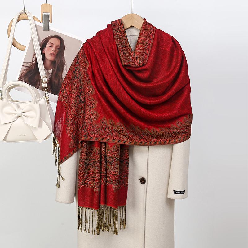 Pashmina Scarf Shawl Wrap Paisley Jacquard Stoles Vintage Cashew Scarves Printed Cotton Tippet Sunscreen Hijab
