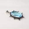 Sky Blue Topaz Gemstone Silver Boho Pendant 2.5" , 925 Sterling Silver Jewelry For Her APP-1-3
