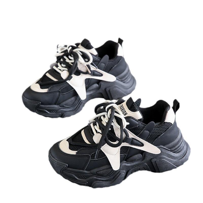 New dad shoes women's spring and summer new mesh breathable thick sole heightening super fire fried street leisure transportation
