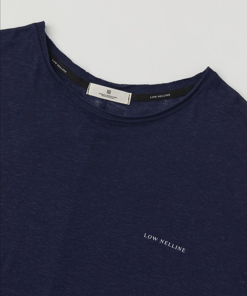 Lounellain Parasol Linen Washing T-Shirt_ Navy