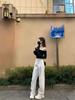 Weiße High-Waist Weitbeinige Jeans für Damen - Frühjahr/Sommer Kollektion 2025, High-End Lockerer gerader Schnitt mit Fall.