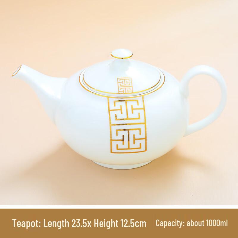 Ru Han Gold Rim Bone China Teapot
