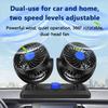 Dual Head Car Fan 12V 24V 5V Rotation Cooling Fan for Car 3-Speed Adjustable Auto Air Fan Portable Electric Fan SUV Truck