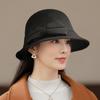 Black Bucket Hat Autumn Winter French Temperament Keeping Warm Bow Bucket Hat For Women