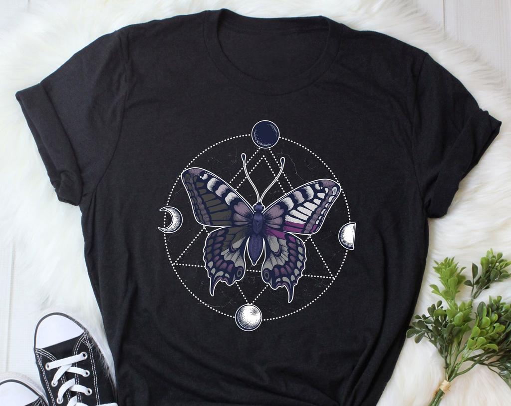 Demisexual Pride Flag Shirt, , Ace Gift, LGBT T-shirt, Gay Pride Month Festival Tee, Asexual, Clothing, Butterfly Subtle Discreet