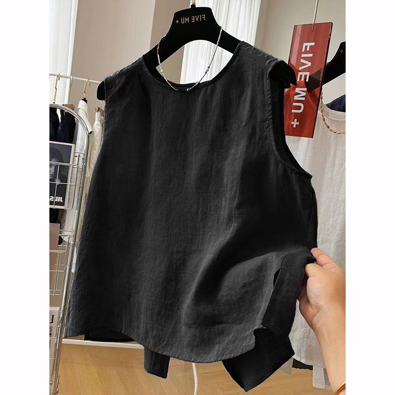 Round Neck Summer Thin Loose Literary Versatile Shirt Sleeveless Small Vest