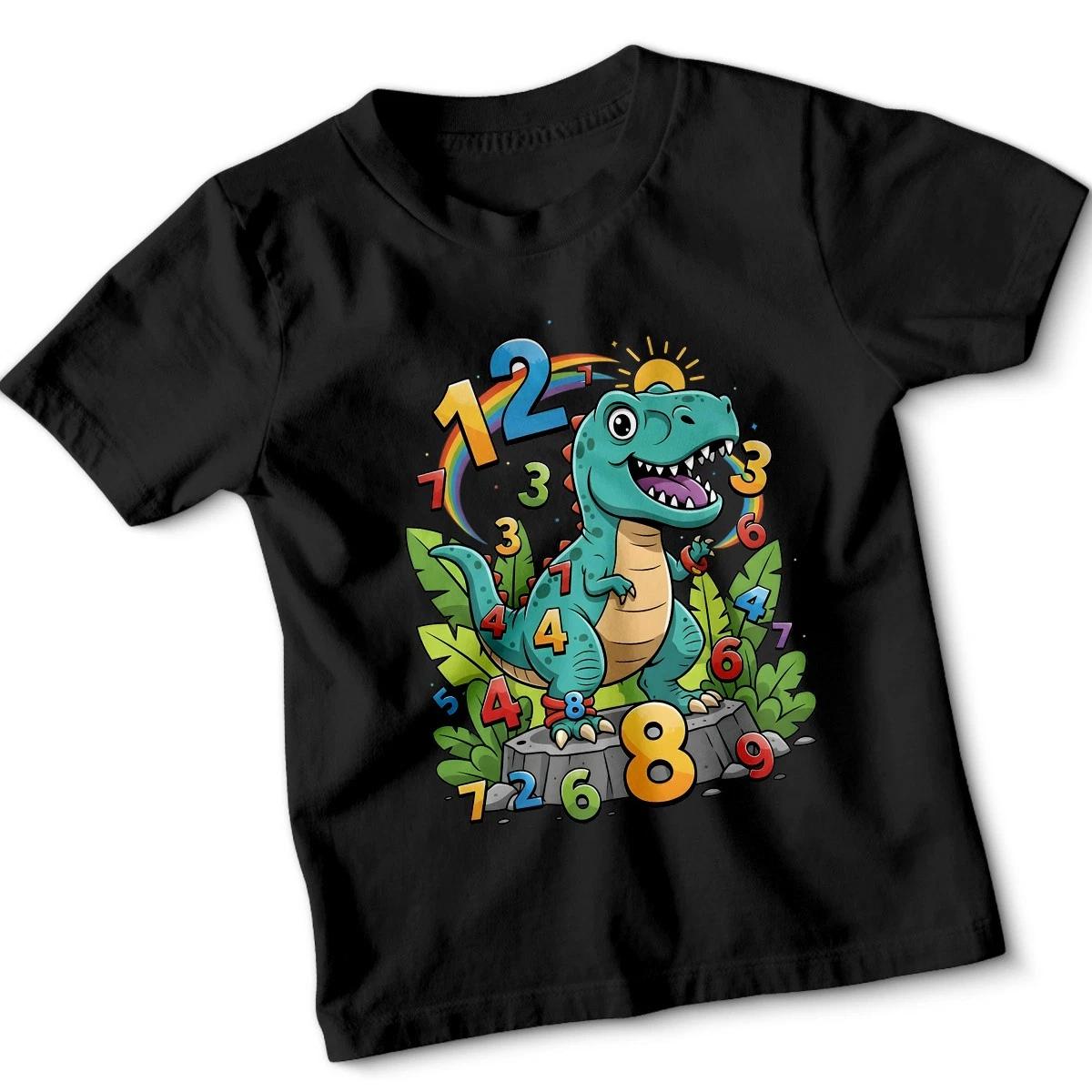 Dinosaur Counting Number Day Kids Boys Baby Children T-shirt Boys Girls Educational Animal Tee 100