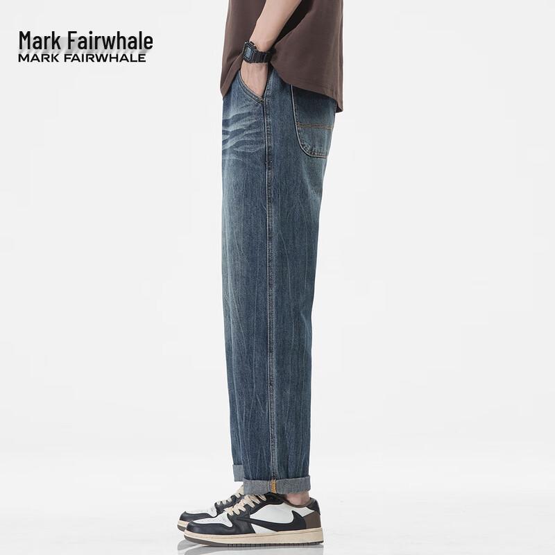 Mark Fairwhale Men's Casual Straight-Leg Cropped Jeans