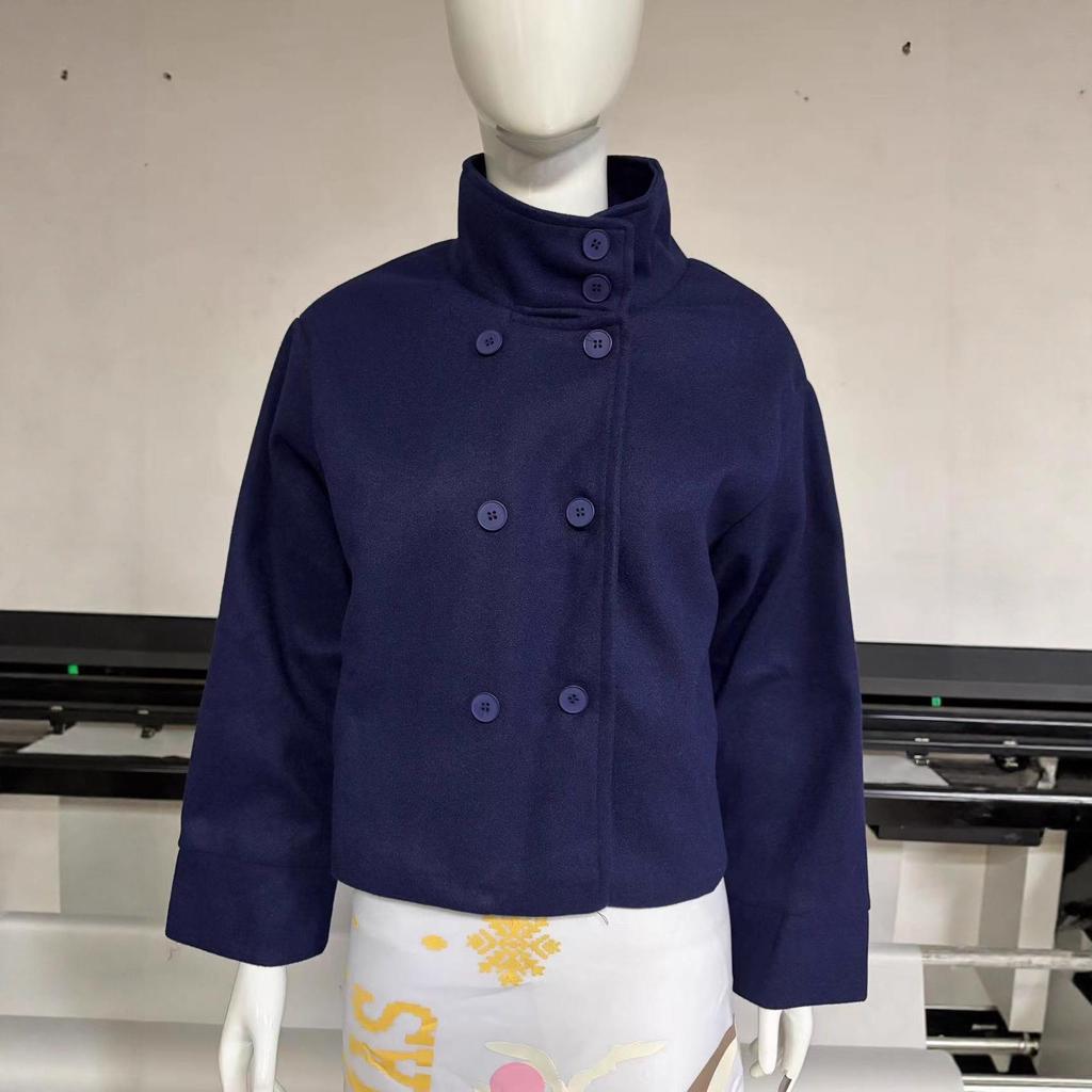 2025 Spring/Summer Women's Elegant Stand-Up Collar Short Woolen Coat