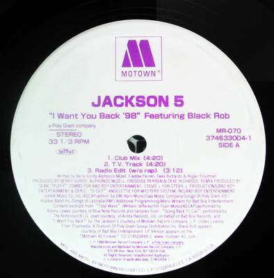 12inch Record JACKSON 5 BLACK ROB  I Want You Back 98 MR070 Motown 1998 Japan Rap  HipHopRB Used