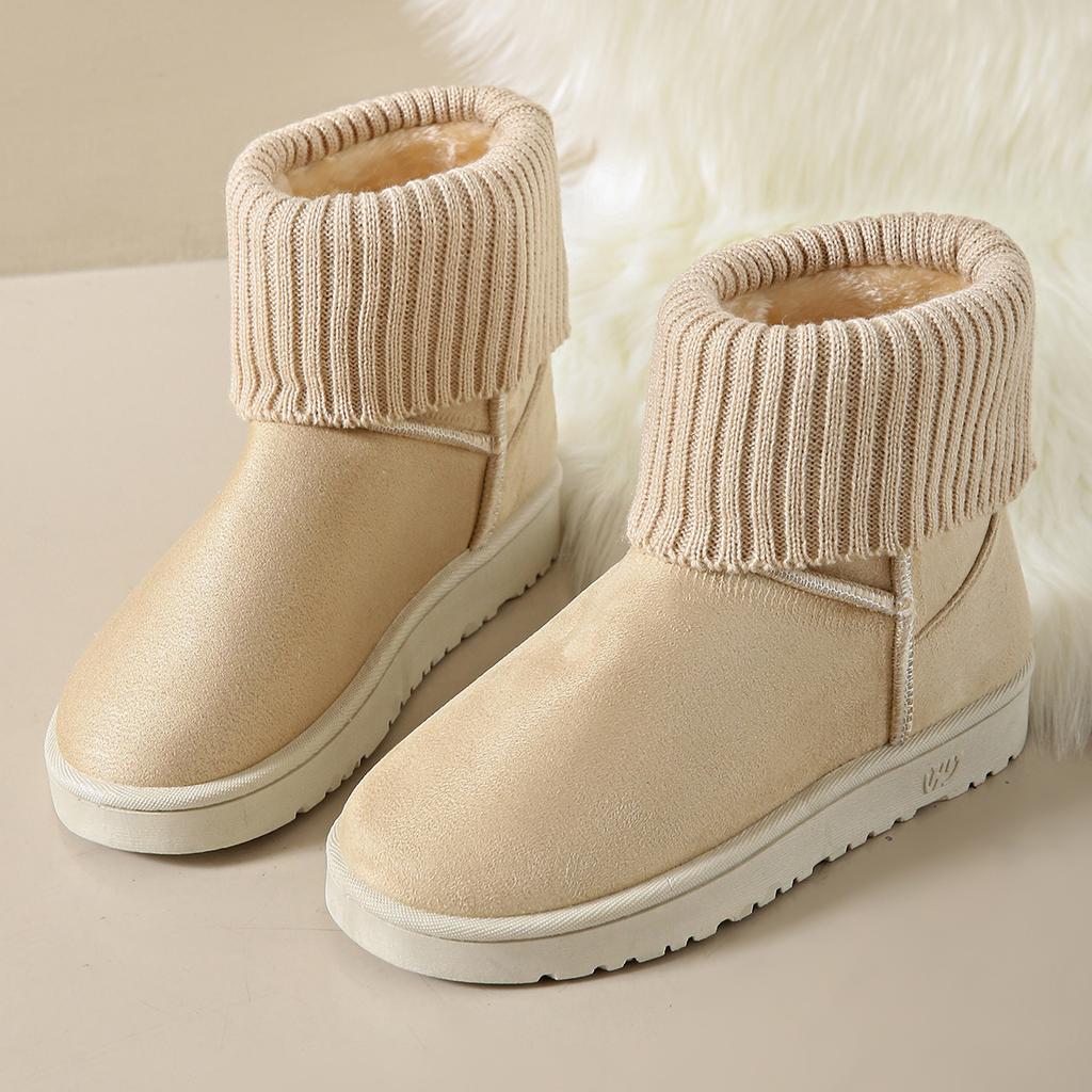 Foreign trade Korean version of fashion knitted wool flanged cotton boots cotton shoes, fashion snow boots cotton shoes 2025 supply