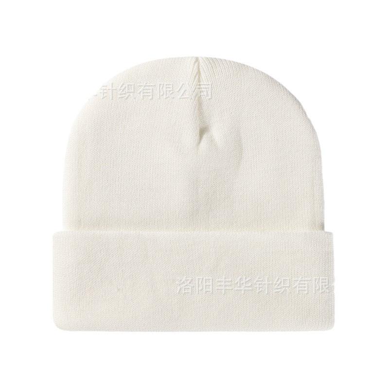 Autumn and winter men's and women's knitted hats solid color free design wool hat printing embroidery thermal hat