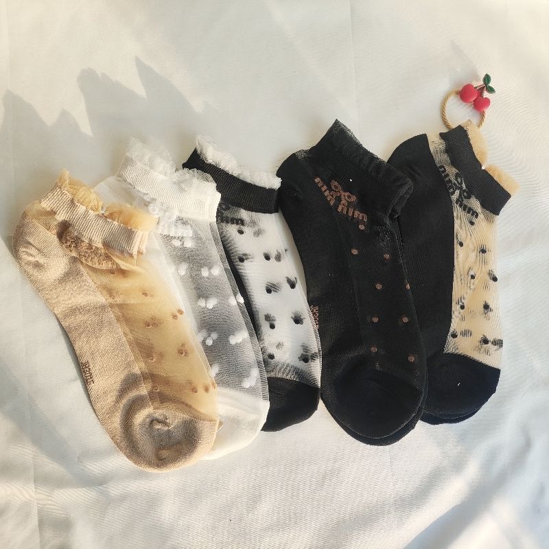 

5 пар женских универсальных летних тонких носков с кристаллами и свободной горловиной, дышащих и нескользящих хлопковых носков 5 Pairs