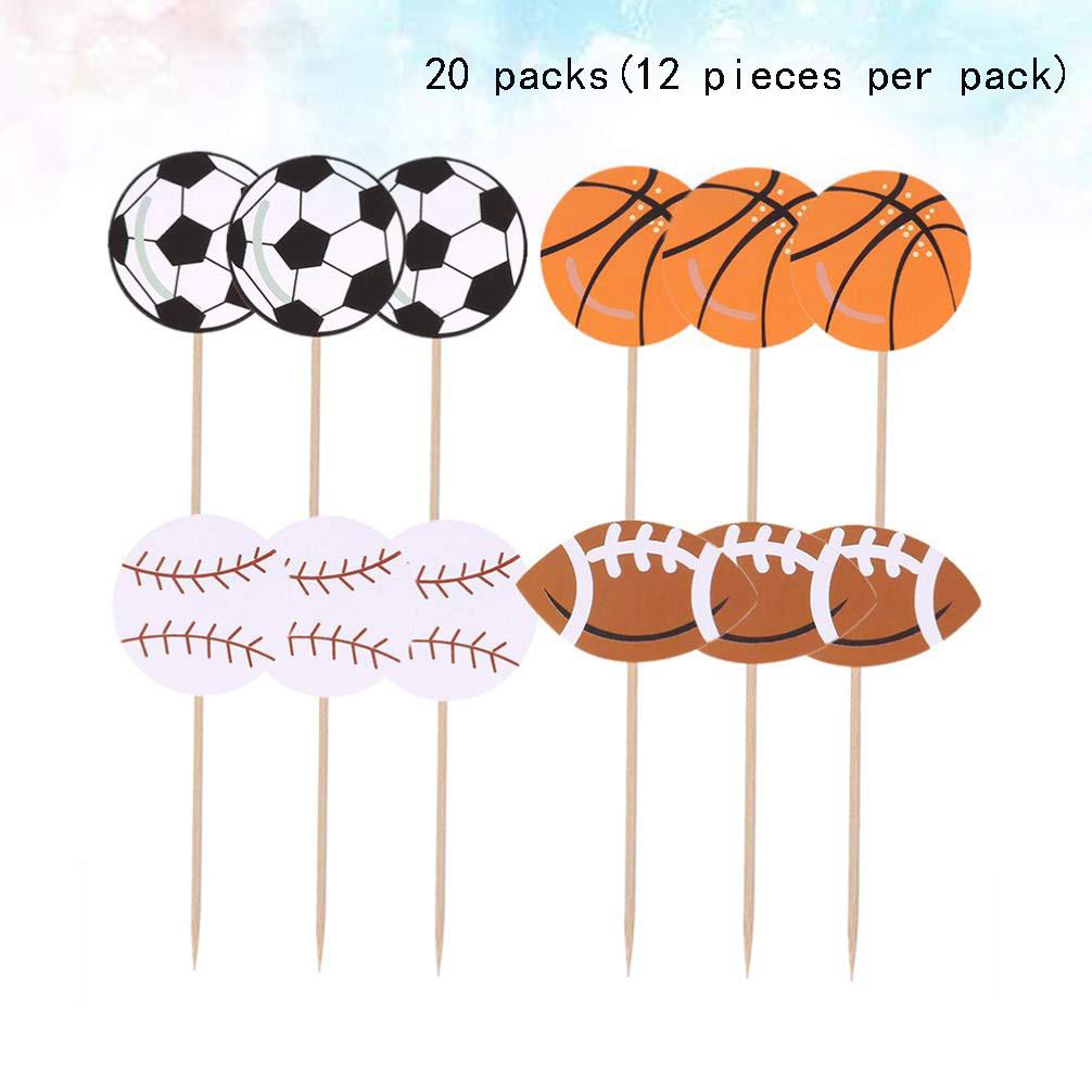 20 Packs Of Sports Themed Cake With Card Decorations For Baby's Birthday Party Cake