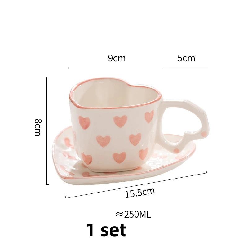 Tazza in ceramica carina in stile INS, creativa, dipinta a mano, con cuore d'amore, tazza da caffè, tazza per coppie, tazza da colazione, tazza da tè al latte, regalo per San Valentino