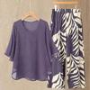 Summer New Arrival Women's Casual Outfit - Elegant Blouse and High Waist Pants 2pcs Set