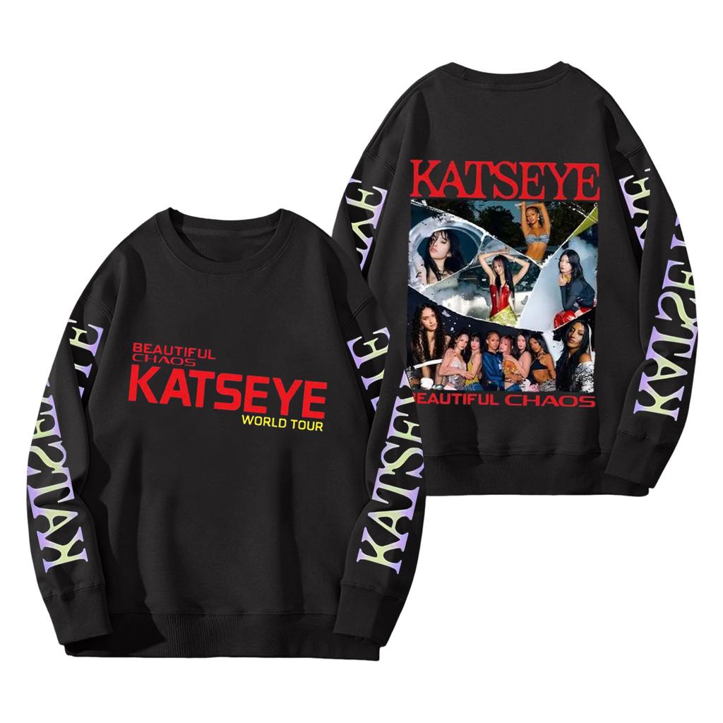 Women's Fashion Long Sleeve Print Round Neck Loose Pullover Sweater Top