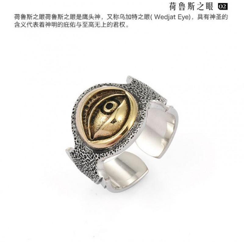 Adjustable Open Ring Men Women Vintage Horus Eye Evil Geometric Statement