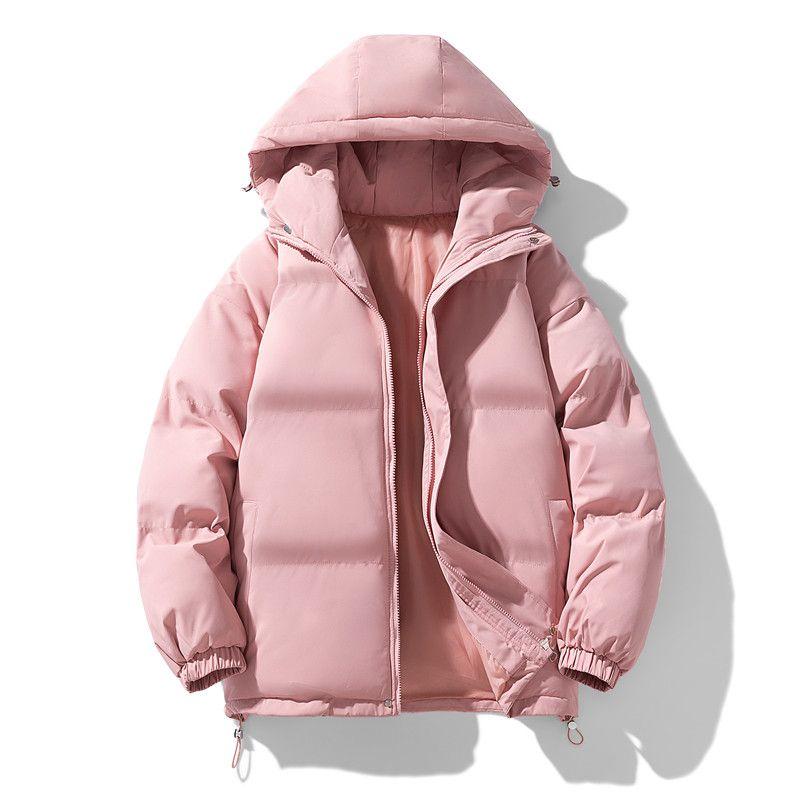 Winter New Style Fleece-Lined Warm Thickened Stand-Collar Couple's Jacket, Unisex Casual Hooded Windproof Cotton Coat