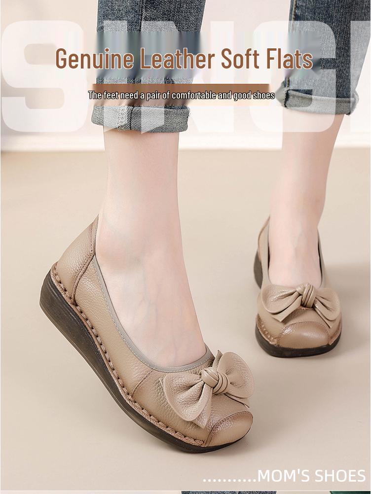 Women's Retro Ethnic Handmade Floral Cowhide Wedge Shoes with Thick Soft Sole