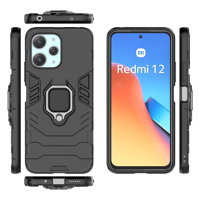 For Xiaomi Redmi 12 Case Bumper Anti-knock Armor Magnetic Suction Stand Full Back Cover For Redmi 12 Case For Redmi 12 6.79 Inch