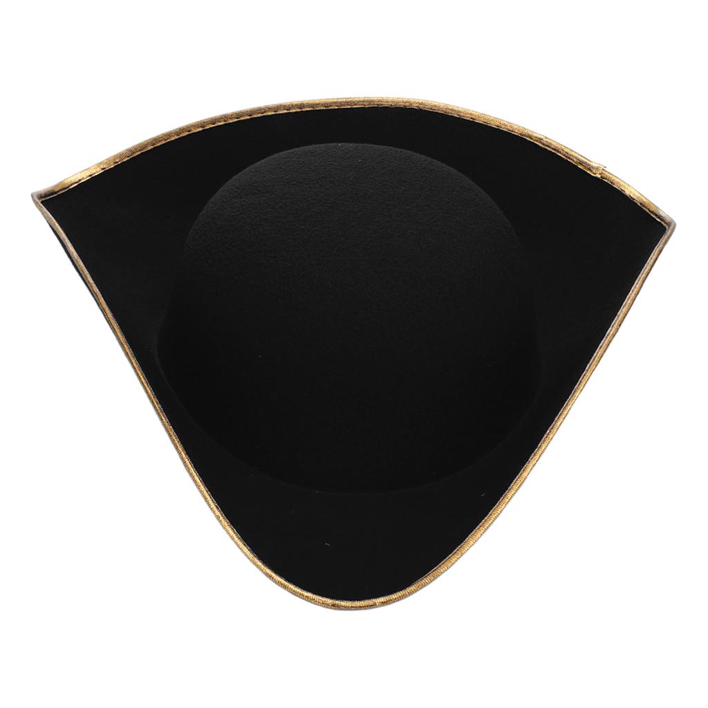 Unisex Halloween Pirate Hat Tricorn Style Distressed Felt with Metallic Brim Cosplay Accessory 1Pc