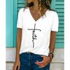 Modieus Dames V-hals Casual T-shirt met Korte Mouwen, Retro Sportstijl Casual Sportkleding