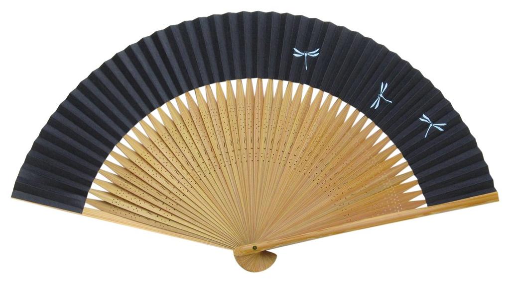 Kyoto Fan Dragonfly Fan Made in Japan Kyoto Paper Fan Double Sided Craftsman Handmade Japanese Pattern Men's Men's