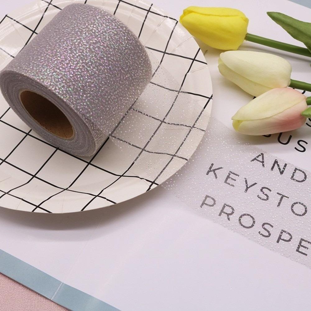 

6CM 25Yards Crystal Sequin Ribbons DIY Craft Organza Glitter Dot Tulle Roll Gift Wrapping Bouquets Wedding Birthday Decoration 6cm x 25yards серый