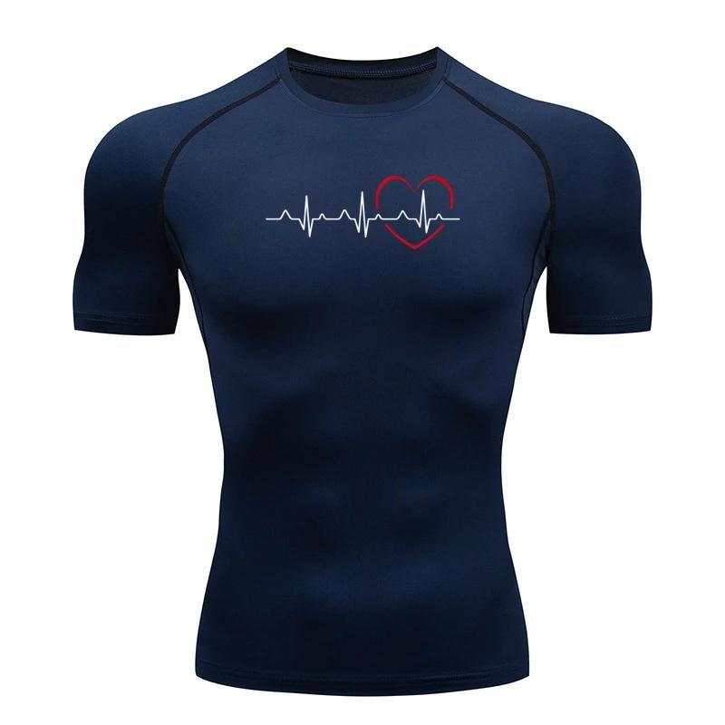 Men Compression T-shirt Printing Short Sleeve Sport Tees Gym Fitness Sweatshirt Male Jogging Tracksuit Homme Athletic Shirt Tops